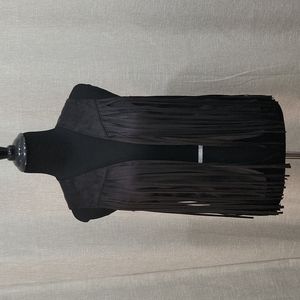 Saks Fifth Avenue Red Suede Fringe Vest